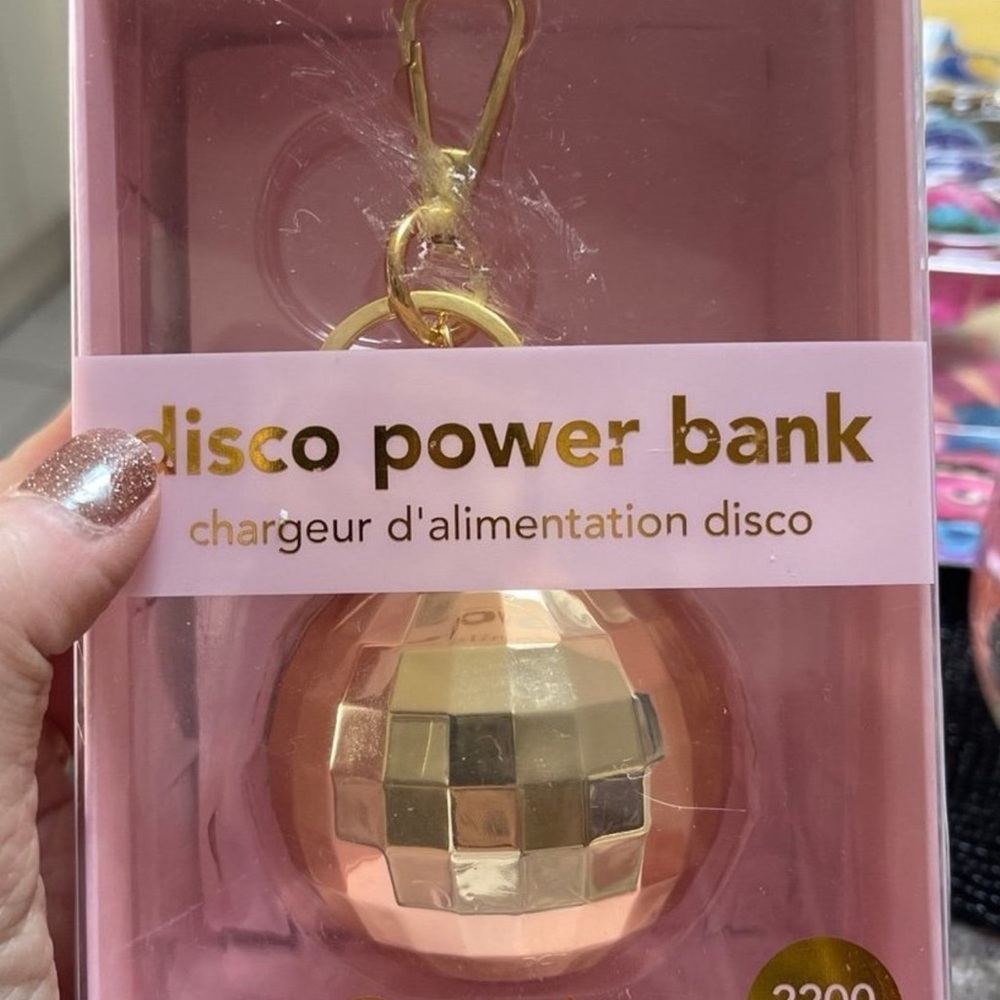 DCI- Disco Power Bank w/key chain- Gold, NEW